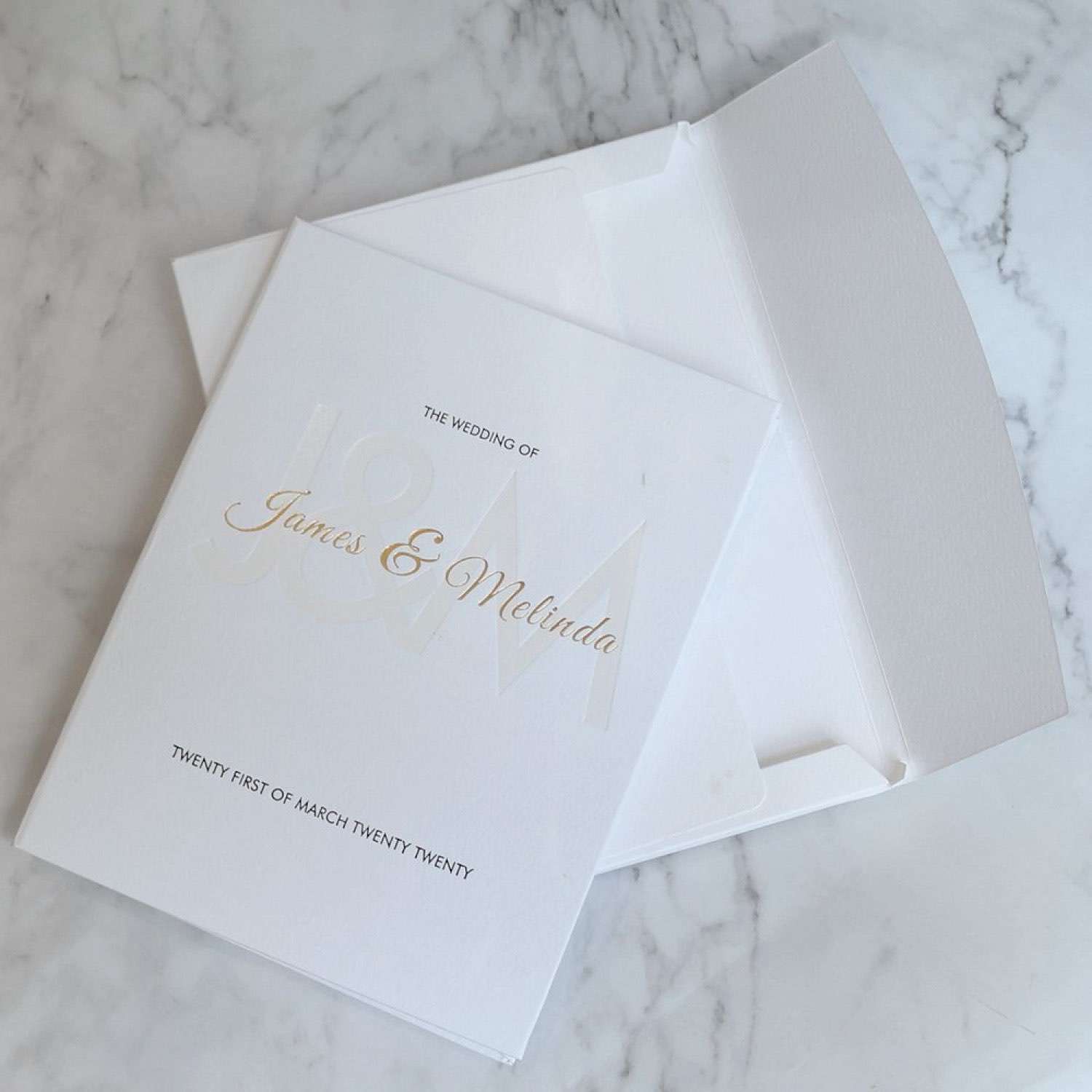 White Invitation Card With Hard Cover Thank YouCard Customized